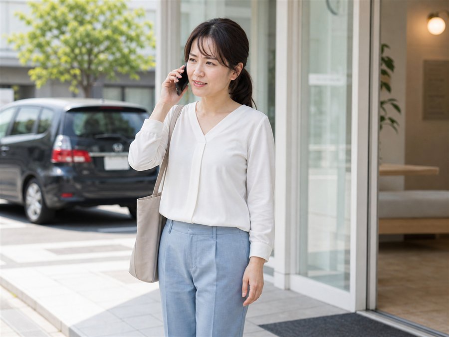 院へ電話で相談して来院する女性